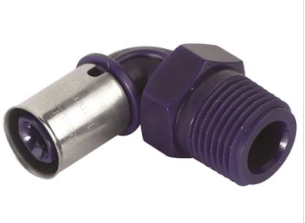 Tigris K1 90 Degree Press-Fit to Male Threaded Elbow 20mm x 1/2" - 3023543